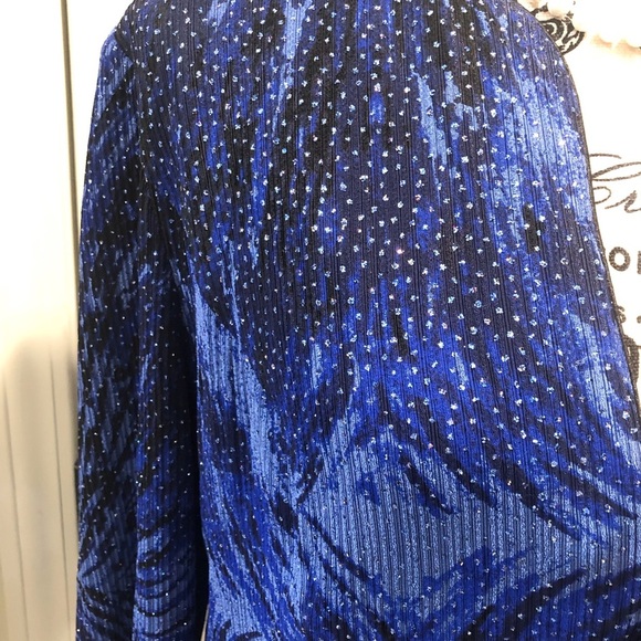 VTG Alex Evenings Large Petite Elegant Blue Women's Shimmer Embellished Jacket - Picture 3 of 4